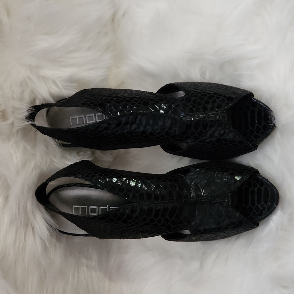 Black open toe high heels